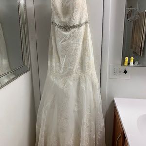 Strapless Wedding Gown with Lace Overlay